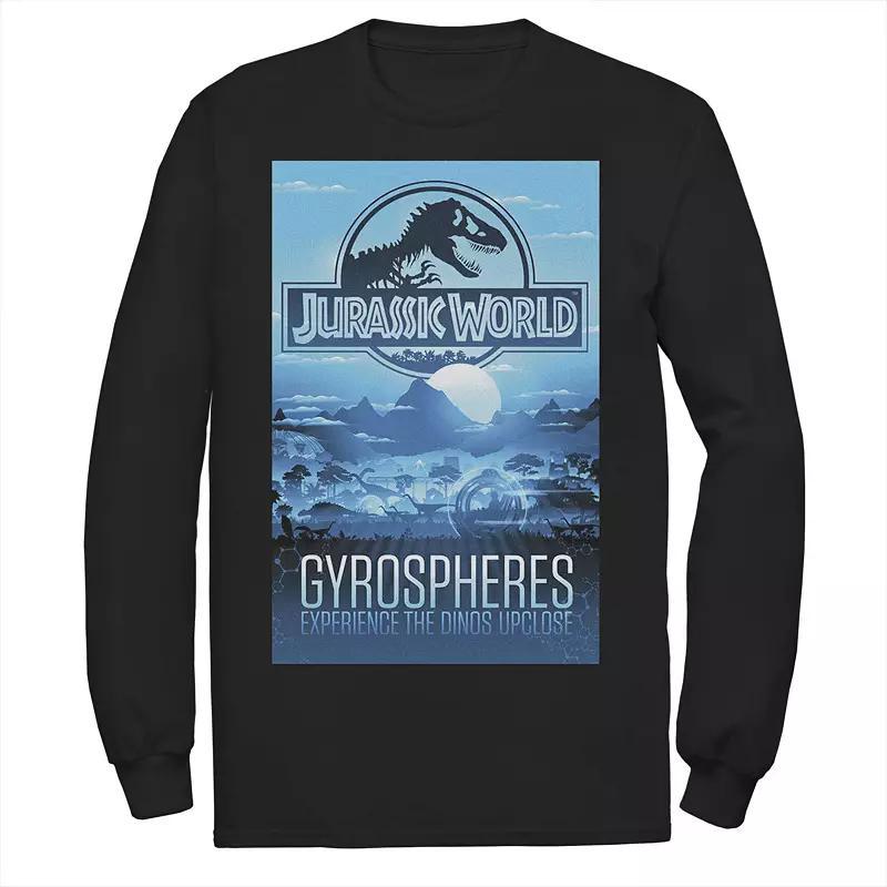 Mens Jurassic Park Logo Gradient Sunset Long Sleeve Graphic Tee Black Product Image