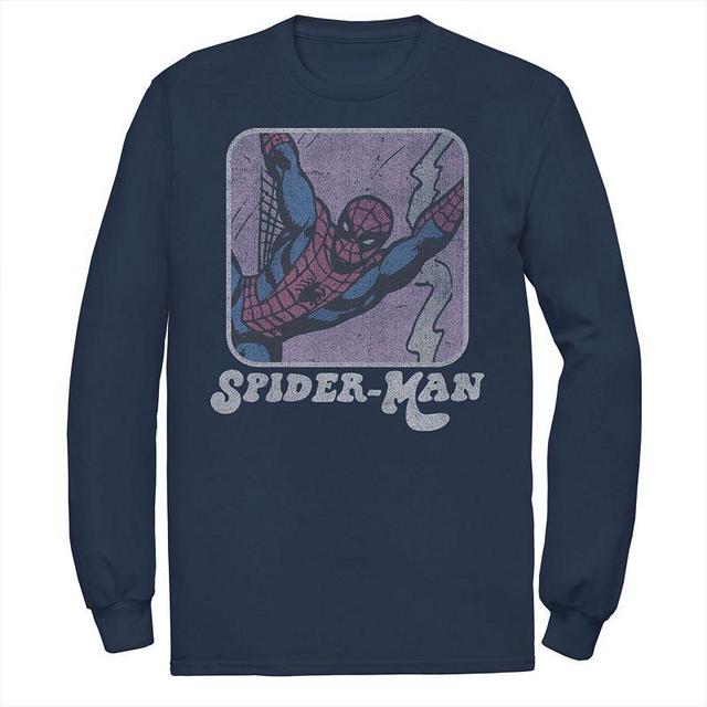 Mens Marvel Spider-Man Retro Style Portrait Tee, Boys Blue Product Image