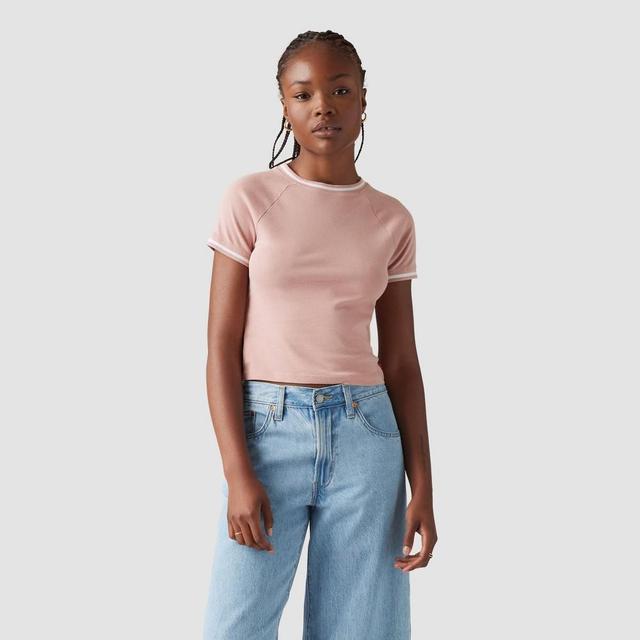 Levis Womens Short Sleeve Cropped Oracle Ringer T-Shirt - Pale Mauve M Product Image