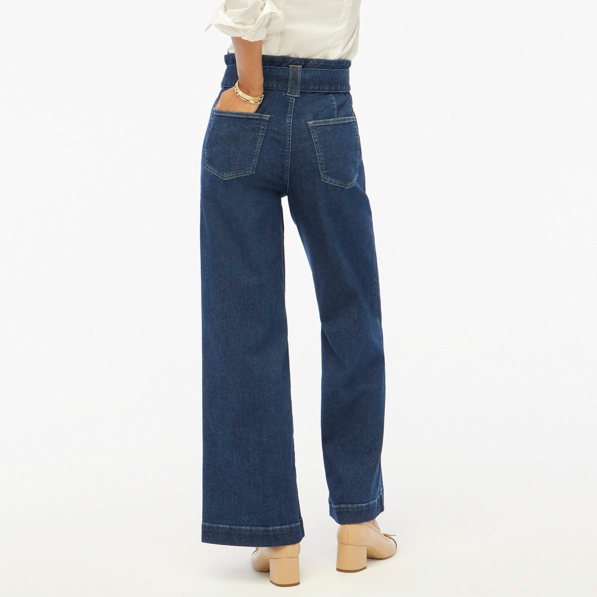 Wide-leg paper-bag denim trouser Product Image