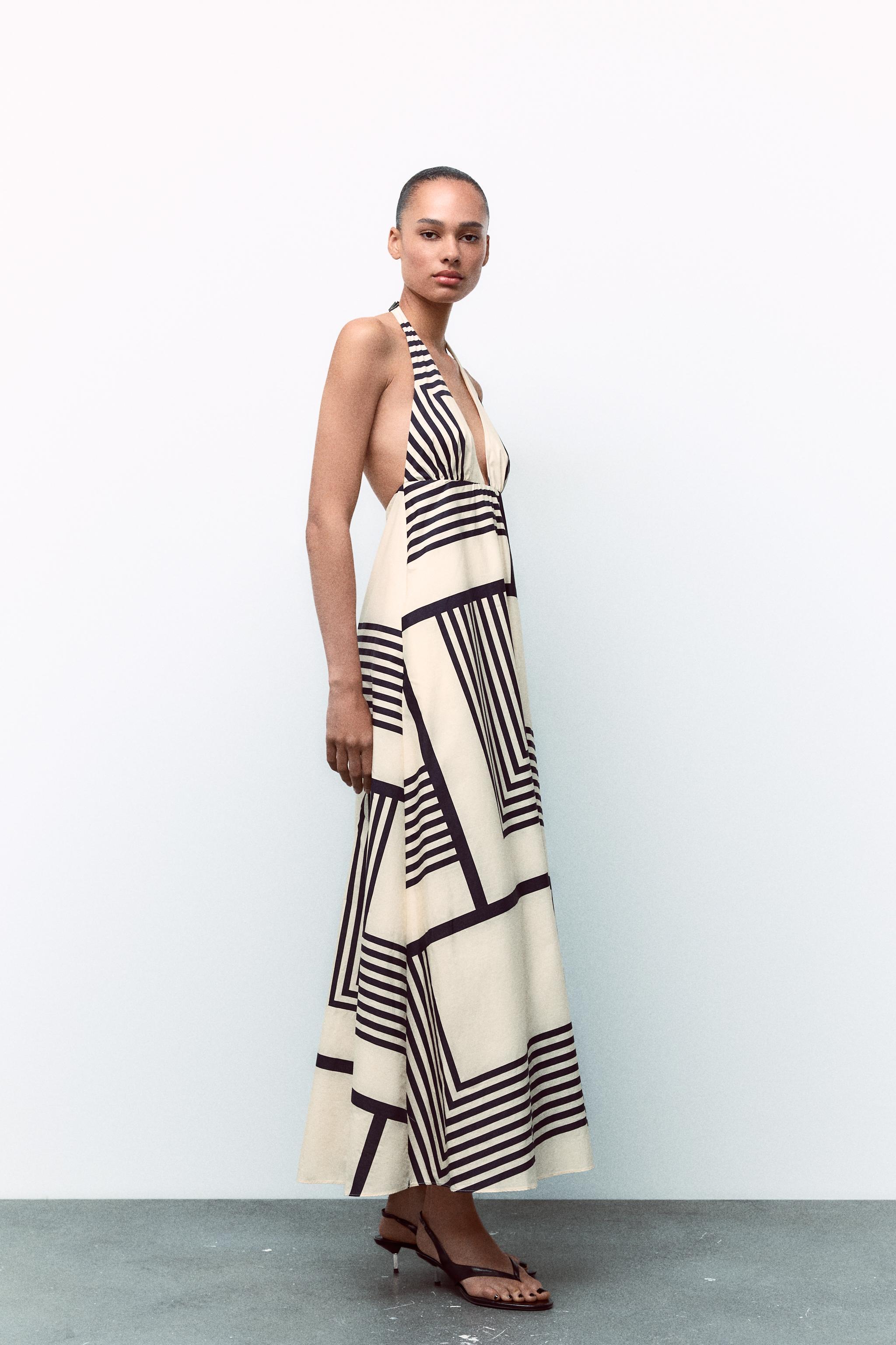 STRIPED POPLIN MIDI DRESS Product Image