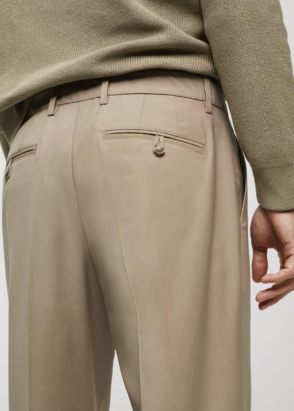 MANGO MAN - Pleat detail wool pants beigeMen Product Image