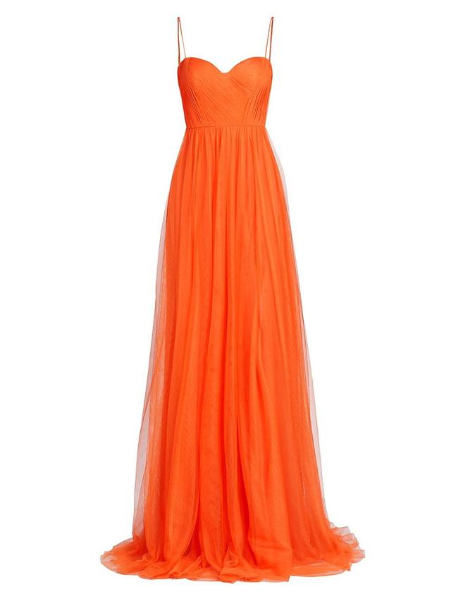 Womens Veria Sleeveless Pleated Tulle Gown Product Image