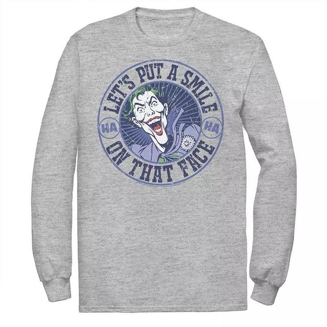 Mens DC Comics The Joker Lets Put A Smile On That Face Tee Athletic Grey Product Image