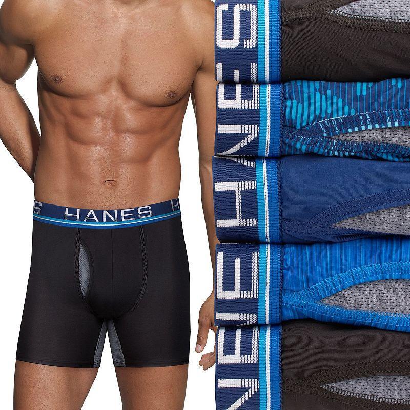 Mens Hanes Sport X-Temp 4-pack + 1 Bonus Total Support Pouch Boxer Briefs Product Image