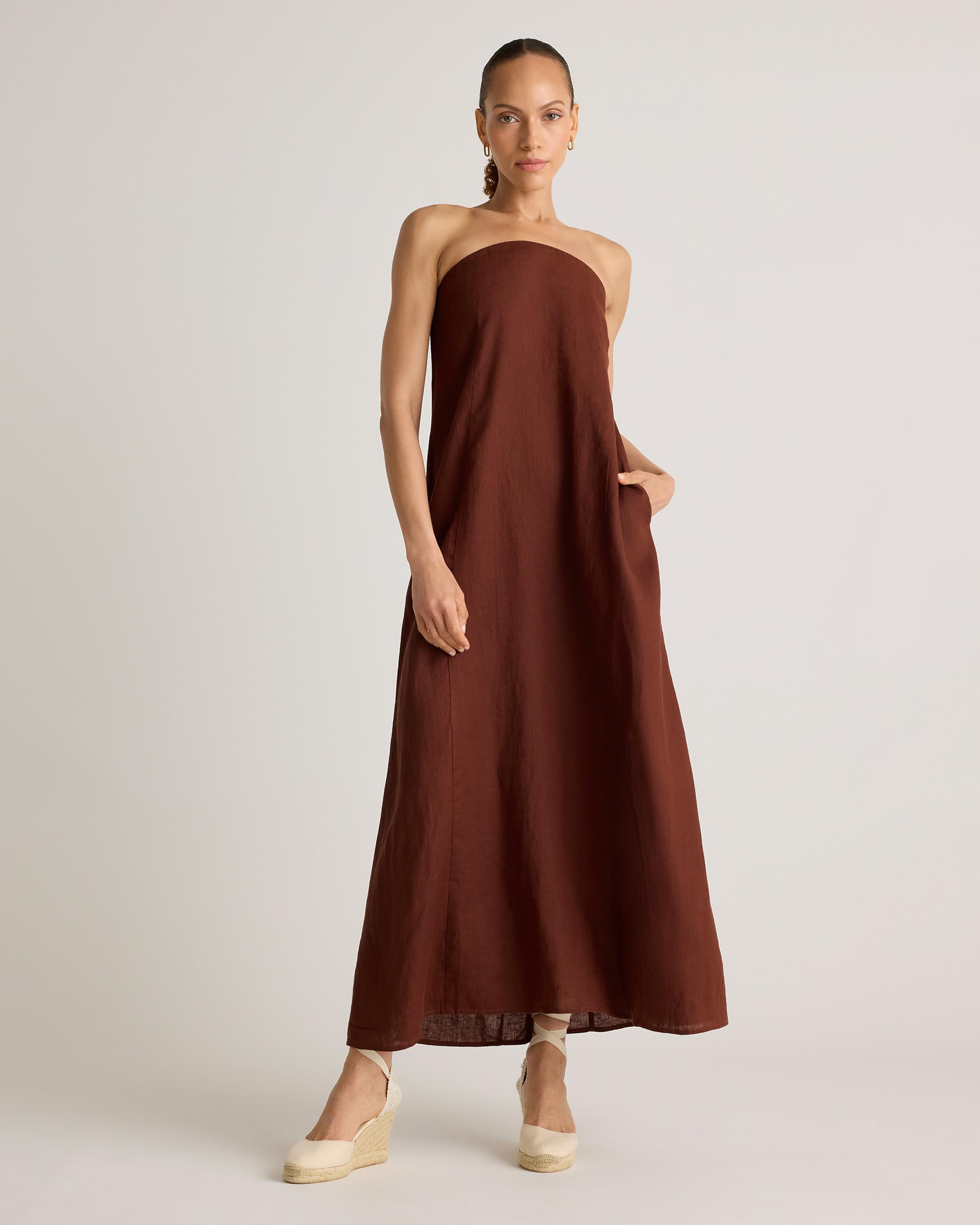 100% European Linen Strapless Maxi Dress Product Image