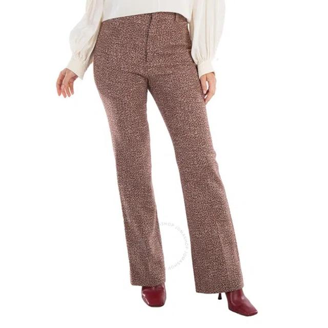 Chloe Ladies Multicolor Boucle Flared Trousers In Brown Product Image