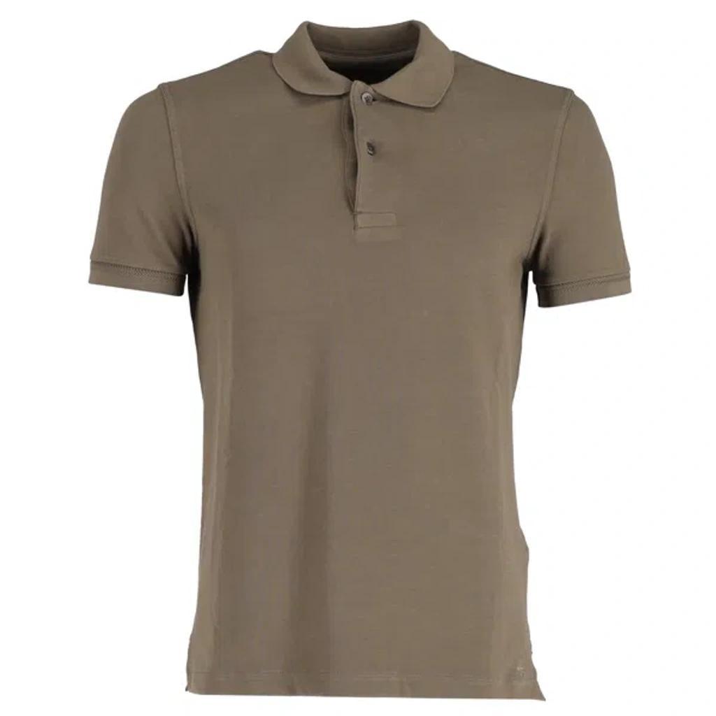 Button-up Polo Shirt In Brown Cotton Product Image