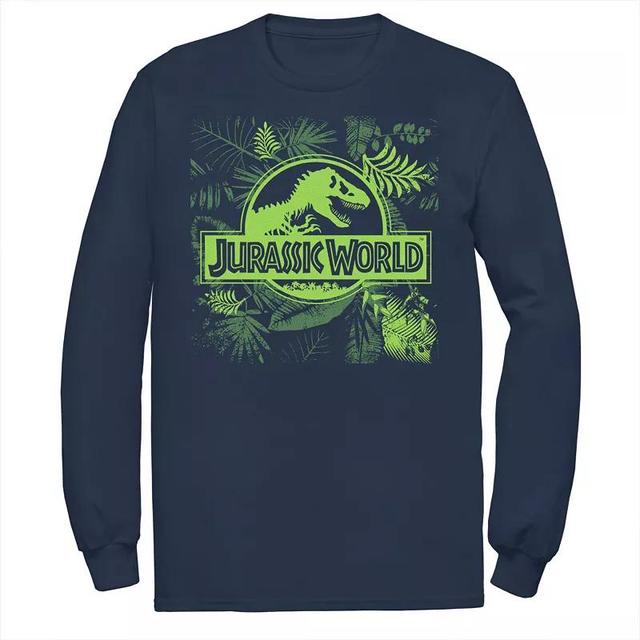 Mens Jurassic World Grey Jungle Classic Logo Long Sleeve Graphic Tee Product Image