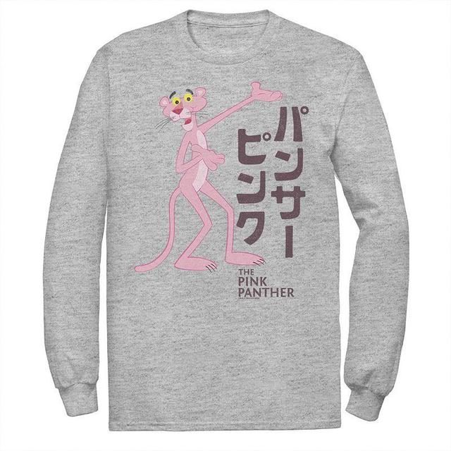 Mens Pink Panther Kanji Portrait Logo Long Sleeve Graphic Tee Grey Product Image