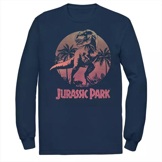 Mens Jurassic Park White Distressed Circle Logo Long Sleeve Graphic Tee Product Image