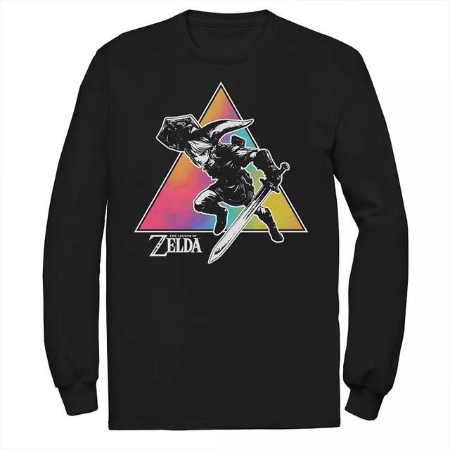 Mens Zelda Link Tie Dye Triangle Portrait Long Sleeve Tee Product Image