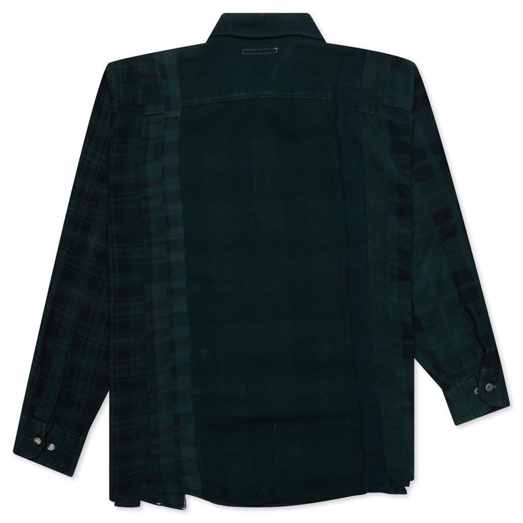 Flannel Shirt 7 Cuts Shirt Over Dye - Green Male Product Image