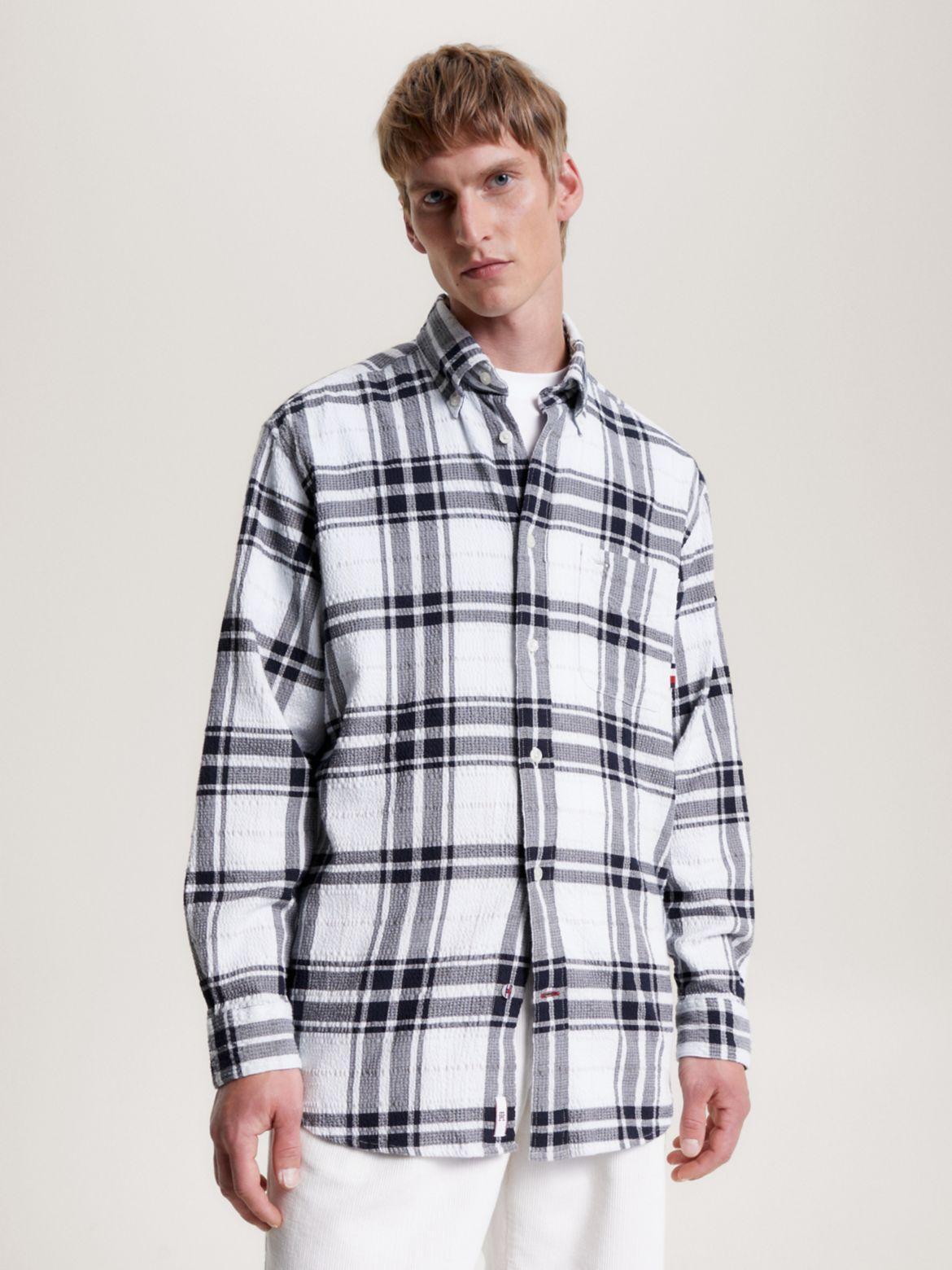 Tommy Hilfiger Men's Oversized Fit Seersucker Tartan Shirt Product Image