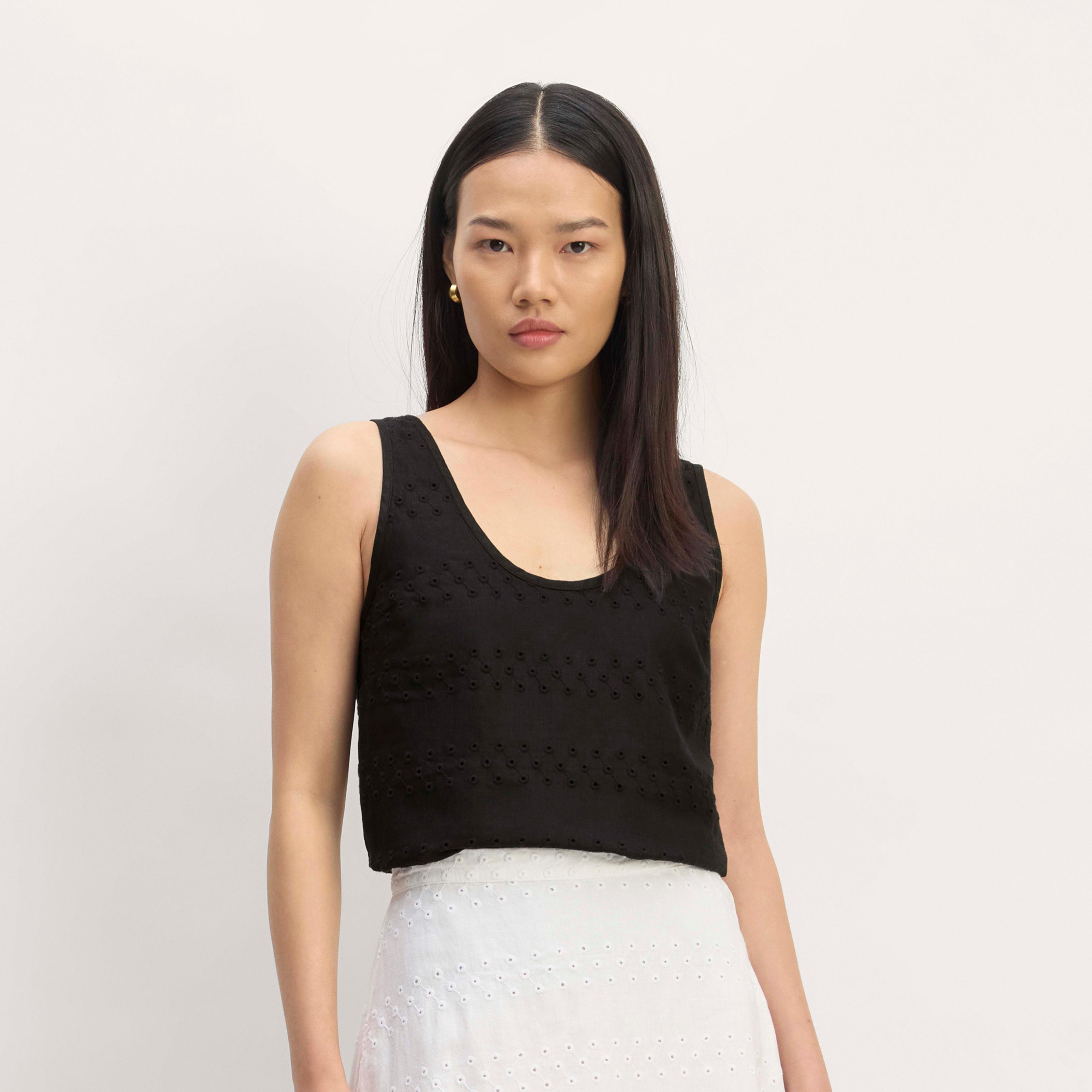 The Linen Eyelet Scoop-Neck Tank Product Image