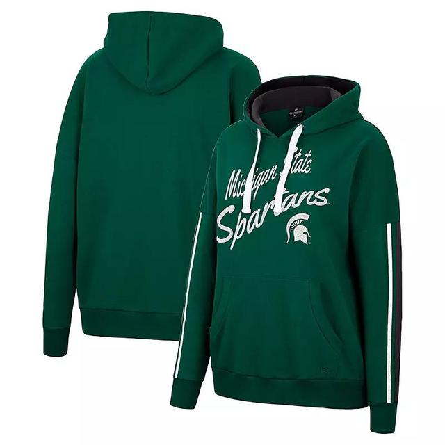 Womens Colosseum Michigan State Spartans Serena Oversized Sleeve Striping Pullover Hoodie Product Image