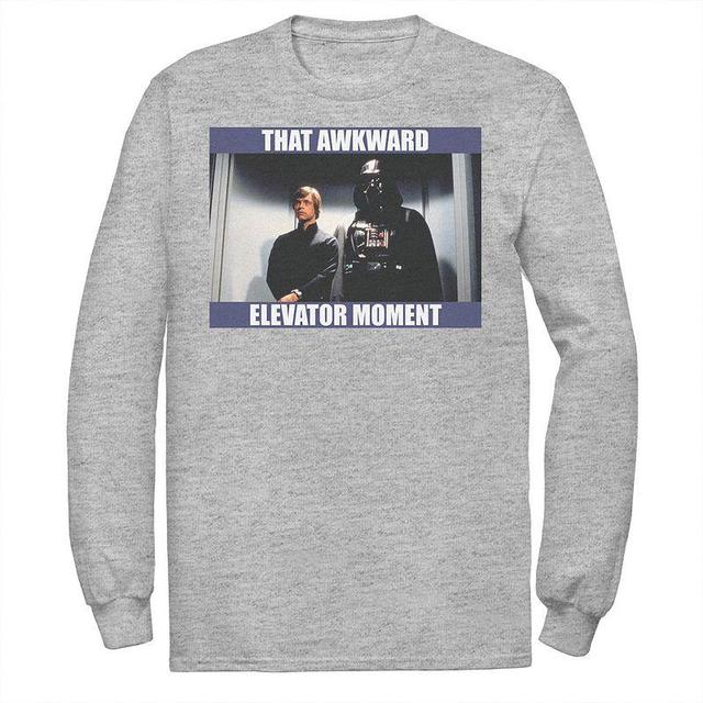 Mens Star Wars Darth Vader & Luke That Awkward Elevator Moment Tee Athletic Grey Product Image