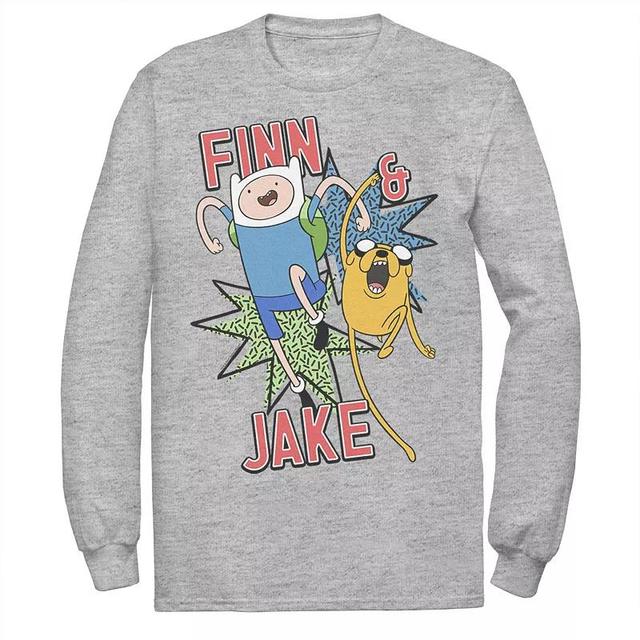 Mens Cartoon Network Adventure Time Finn & Jake Kapows Tee Athletic Grey Product Image