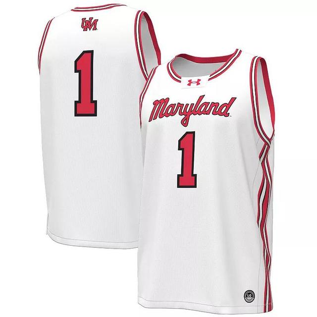 Mens Under Armour #1 Maryland Terrapins Throwback Replica Basketball Jersey Product Image