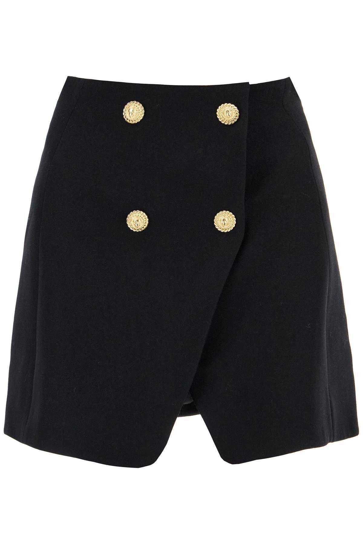 BALMAIN Wool Grain De Poudre Mini Skirt In Black Product Image