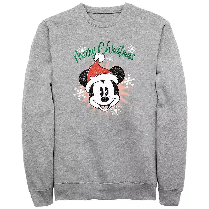 Disneys Mickey Mouse Mens Merry Christmas Fleece Athletic Grey Product Image