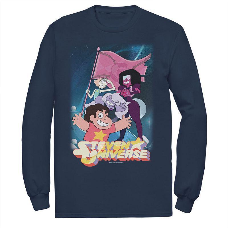 Mens CN Steven Universe Team Flag Poster Long Sleeve Graphic Tee Blue Product Image