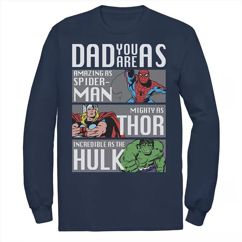 Mens Marvel Spider-Man Thor Hulk Dad You Are As Panels Tee Blue Product Image