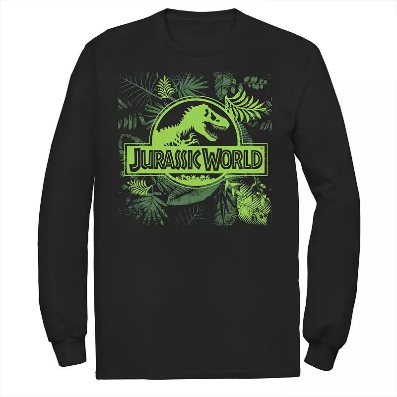 Mens Jurassic World Grey Jungle Classic Logo Long Sleeve Graphic Tee Blue Product Image