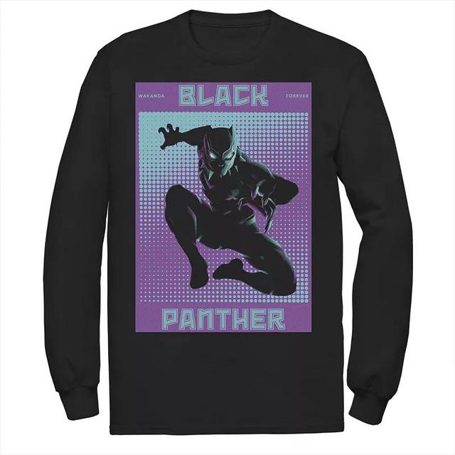 Mens Marvel Panther Halftone Pop Art Poster Long Sleeve Graphic Tee Product Image