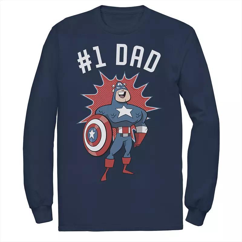 Mens Marvel Fathers Day #1 Dad Captain America Portrait Tee Blue Product Image