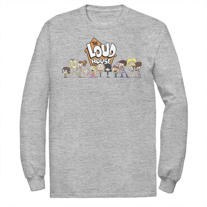 Mens Nickelodeon The Loud House Cast In A Row Logo Long Sleeve Graphic Tee Grey Product Image