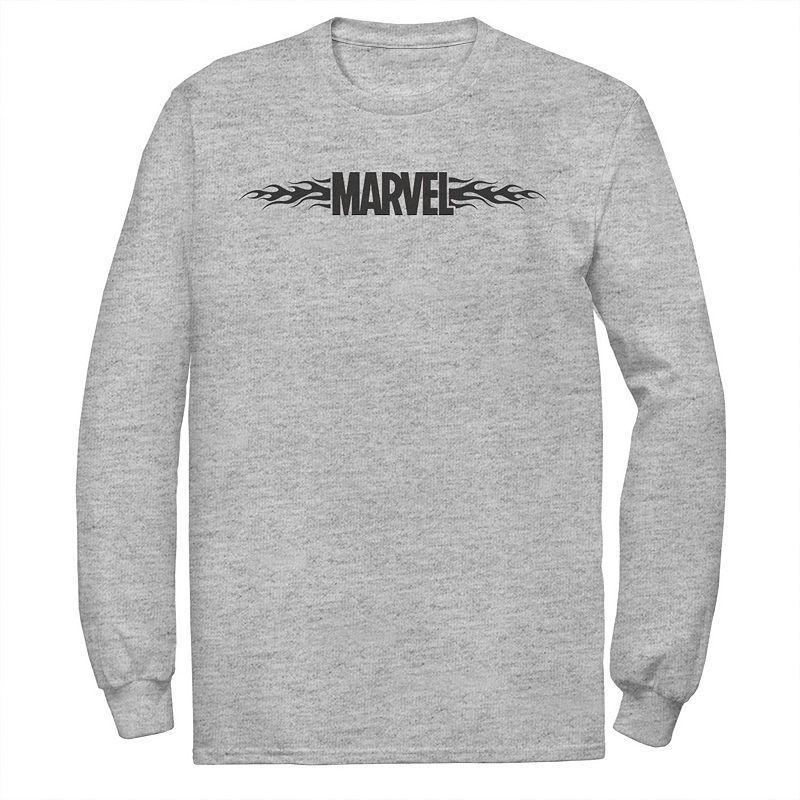 Mens Marvel Flames Logo Tee Athletic Grey Product Image