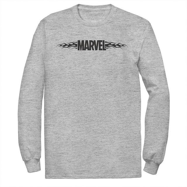 Mens Marvel Flames Logo Tee Athletic Grey Product Image