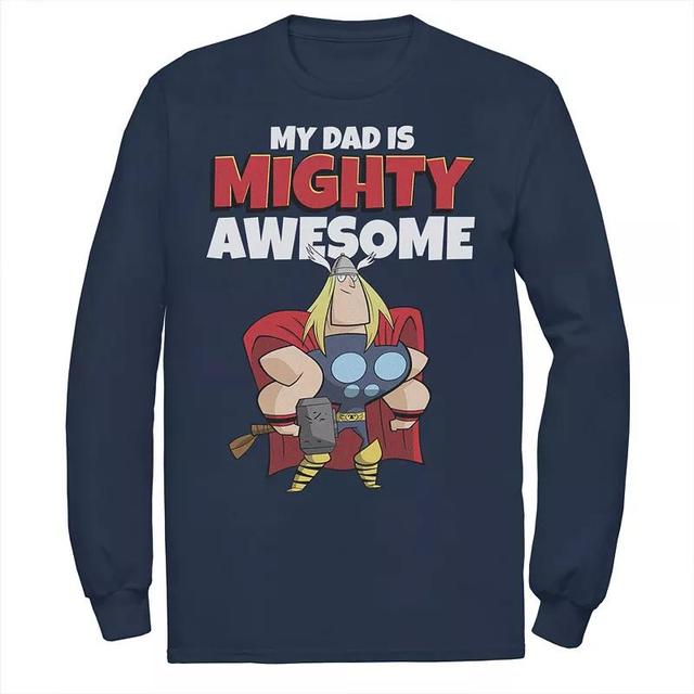 Mens Marvel Fathers Day My Dad Is Mighty Awesome Thor Portrait Tee Blue Product Image