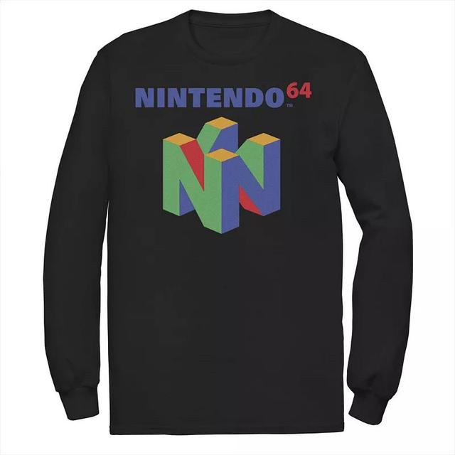 Big & Tall Nintendo 64 Logo Long Sleeve, Mens, Size: 3XL, Black Product Image