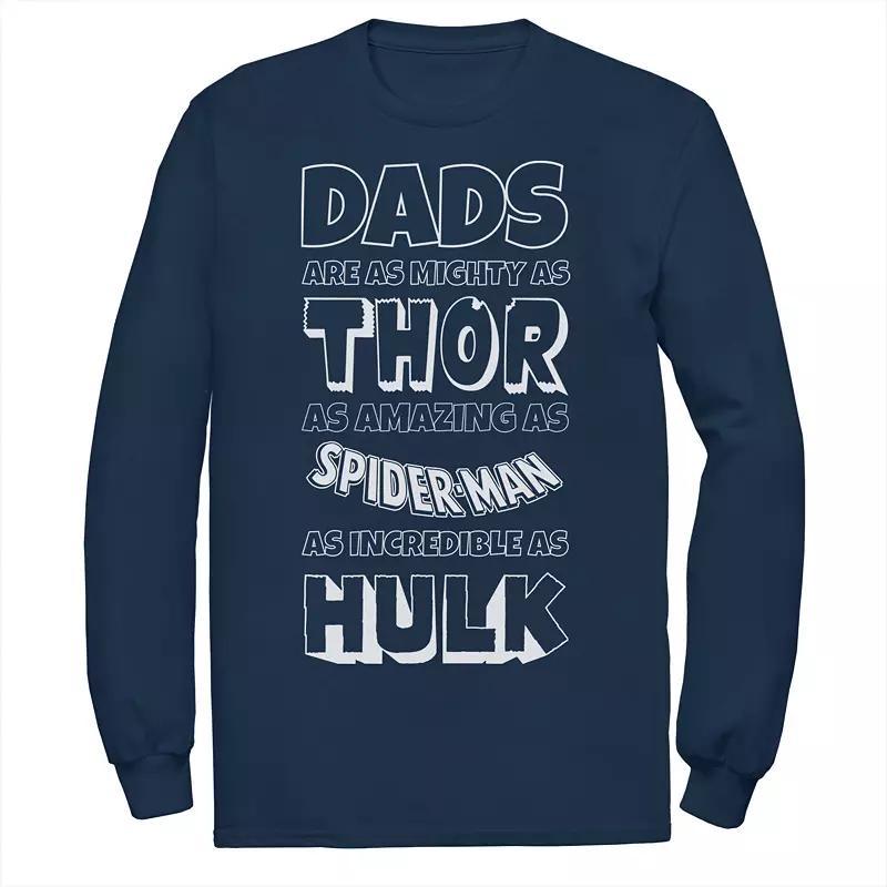 Mens Marvel Avengers Fathers Day Dad Traits Long Sleeve Graphic Tee Blue Product Image