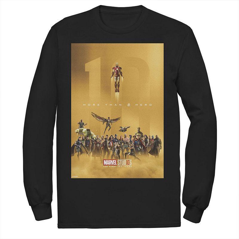 Mens Marvel Studios 10 Years of Heroes Poster Long Sleeve Graphic Tee Product Image