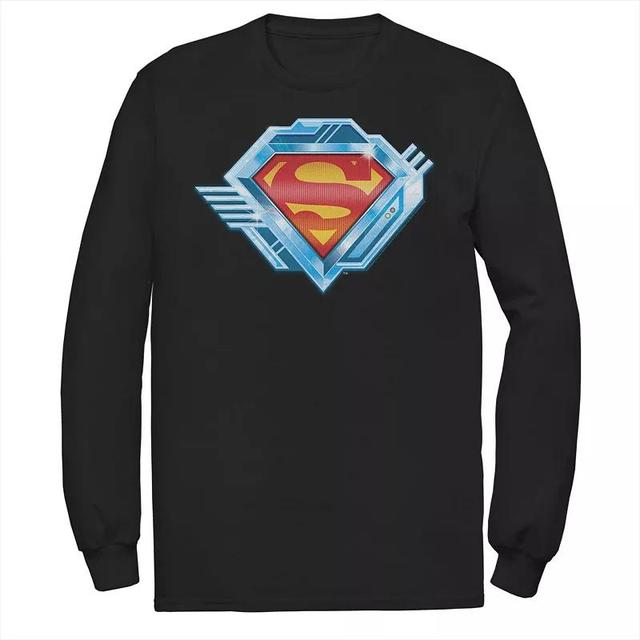 Mens DC Comics Superman Chrome Chest Logo Long Sleeve Graphic Tee Product Image