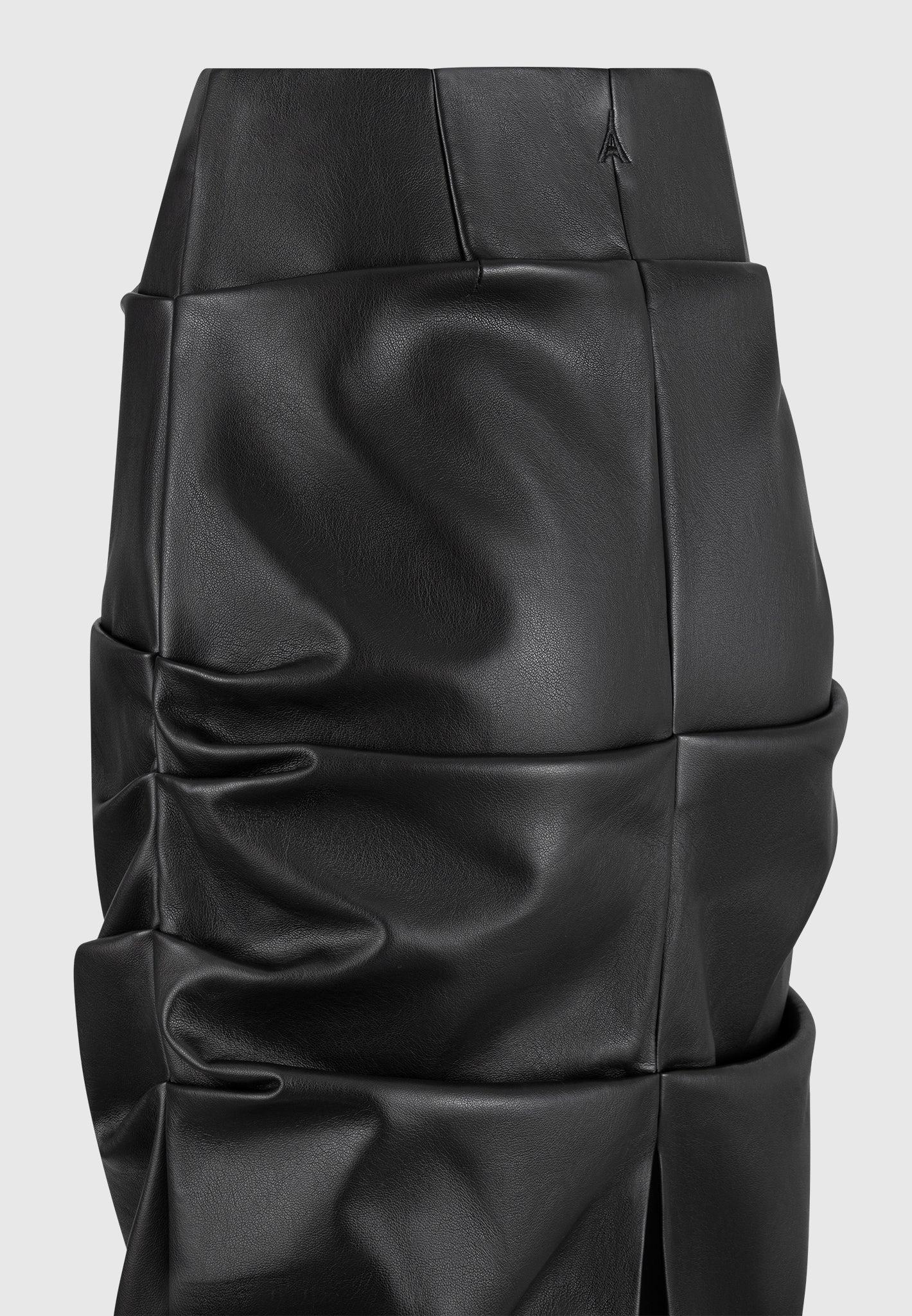 Tacked Leather Midaxi Skirt - Black Female Product Image