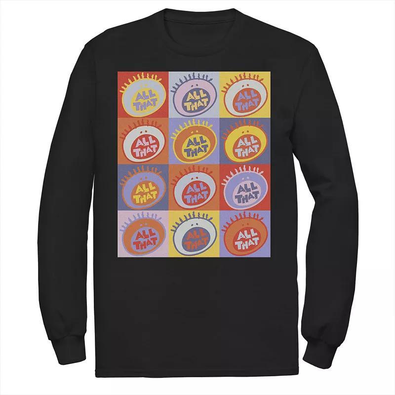 Mens Nickelodeon All That Classic Vintage Logo Panels Long Sleeve Graphic Tee Black Product Image