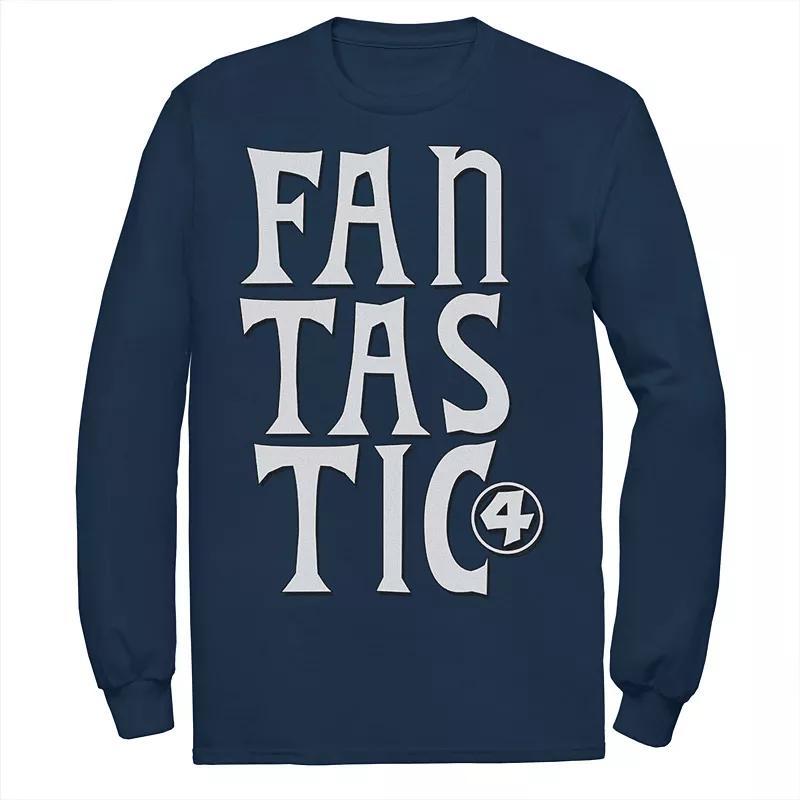 Mens Marvel Fantastic Four Triple Stacked Text Tee Blue Product Image