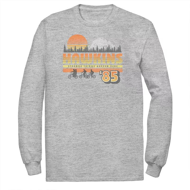 Big & Tall Stranger Things Hawkins Sunset Landscape Long Sleeve Graphic Tee, Mens Athletic Grey Product Image