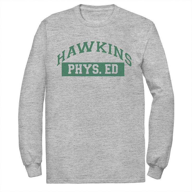 Mens Netflix Stranger Things Hawkins Phys. Ed Logo Tee Athletic Grey Product Image