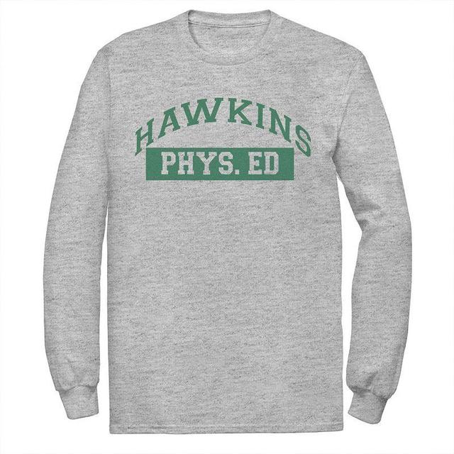 Mens Netflix Stranger Things Hawkins Phys. Ed Logo Tee Athletic Grey Product Image