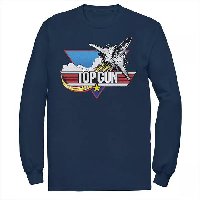 Mens Top Gun Fighter Jet Logo Graphic Tee Blue Product Image