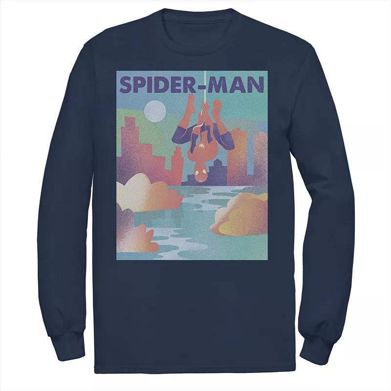 Mens Marvel Spider-Man City Skyline Poster Tee Blue Product Image