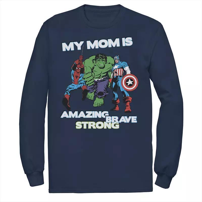 Mens Marvel Avengers My Mom Is Amazing Brave Strong Tee Blue Product Image