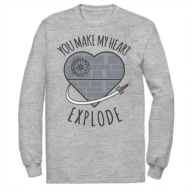 Mens Star Wars Valentines Day You Make My Heart Explode Tee Athletic Grey Product Image