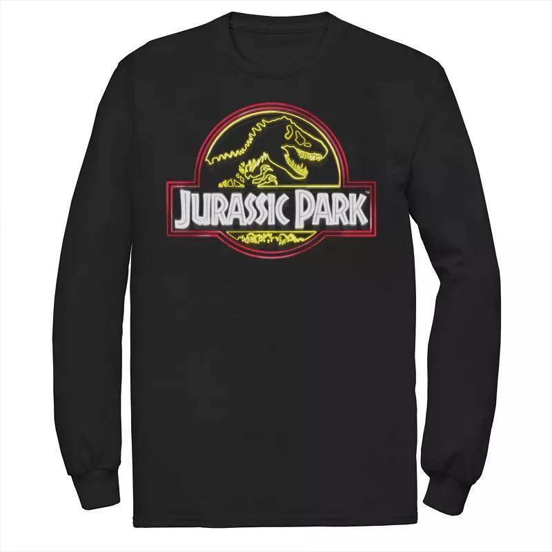 Mens Jurassic Park Logo Gradient Sunset Long Sleeve Graphic Tee Black Product Image