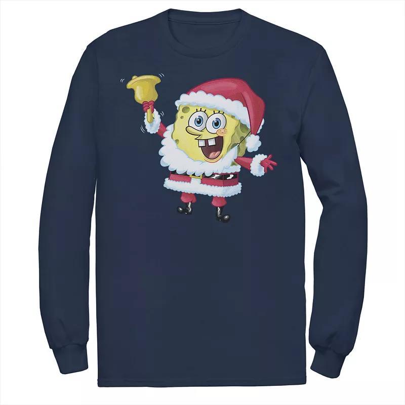 Mens SpongeBob SquarePants Santa Claus Sponge Christmas Long Sleeve Tee Product Image